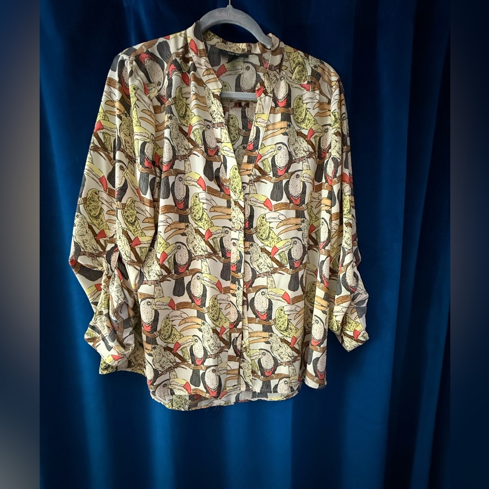 Alfani Tropical Blouse with Mandarin Collar